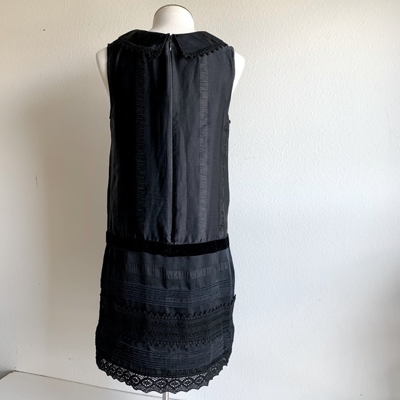 Anna Sui black vintage inspired dress, sleeveless, low waist, w/ lace velvet.‎ S - Picture 6 of 16